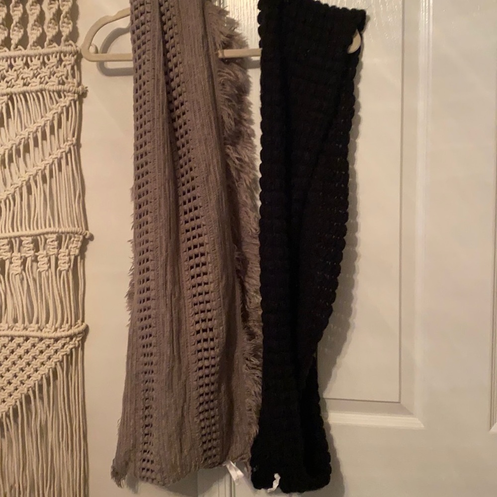 black and grey infinity scarves